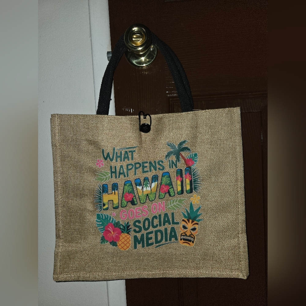 Hawaii Themed Jute Tote Bag